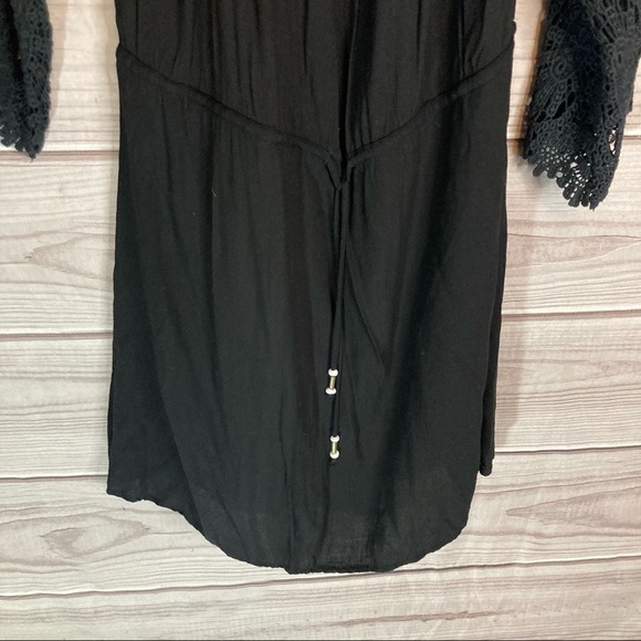 YOUNG Fabulous Broke Black Nova Mini Dress with Crochet Sleeves - Picture 3 of 11